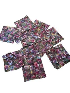 Batik Fabric Squares 14” – Floral Jewel Tone Quilt Remnants 11 lot